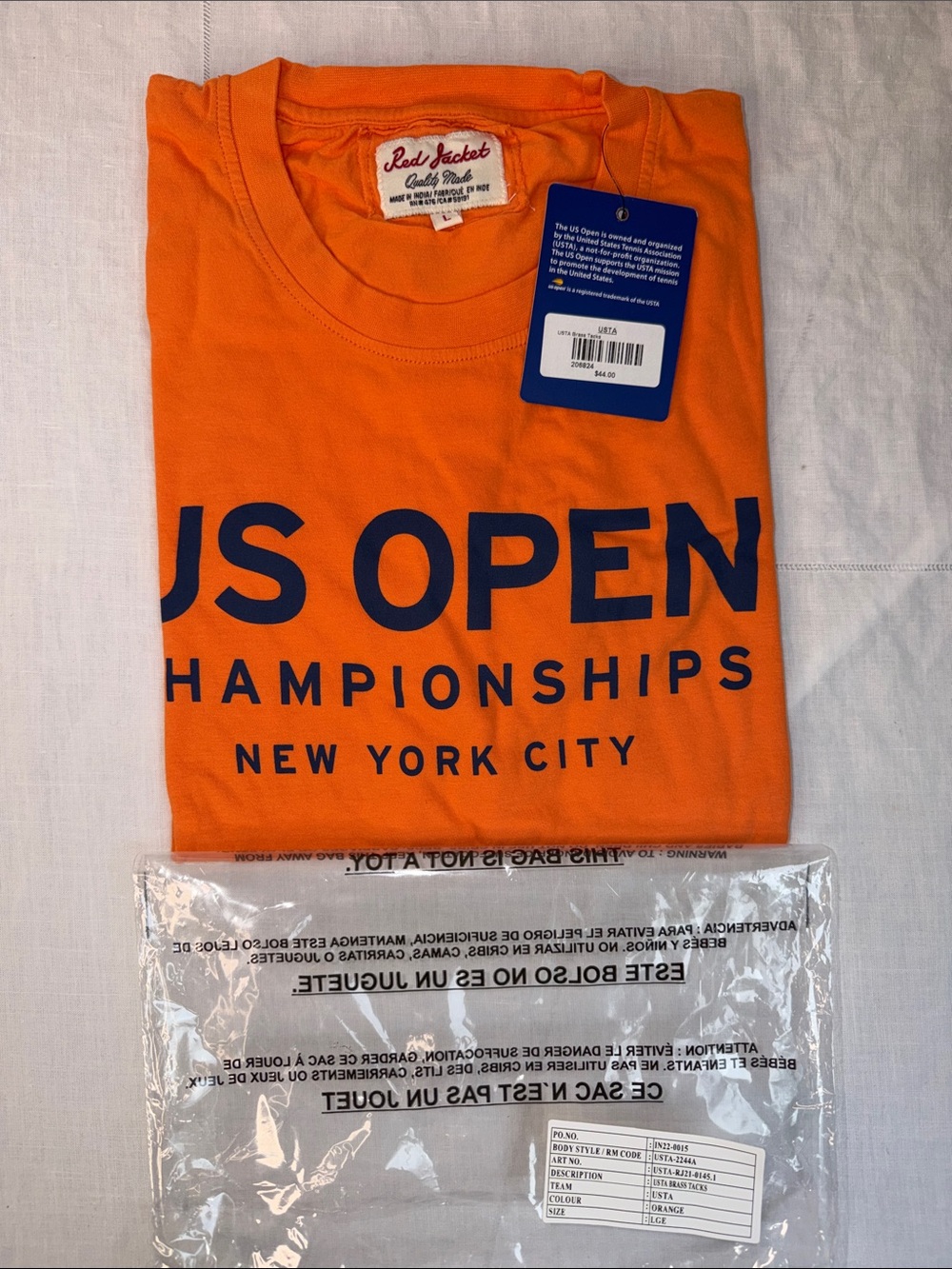 NWT New US Open American Needle Men's NYC Championships T-Shirt - Orange Large